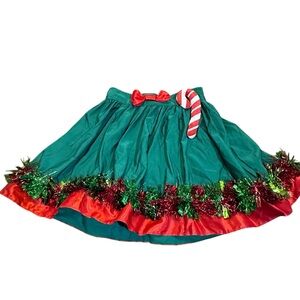Holiday Elf Tutu Skirt – Green & Red with Candy Cane & Bow women’s medium‎